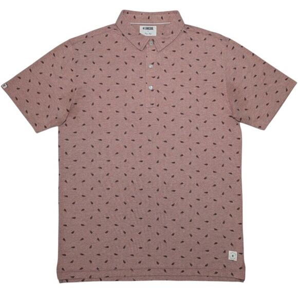 Linksoul Tempus Fugit Men's Pink Feather Printed Golf Polo Shirt Size Large - Picture 8 of 8